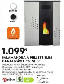 Bricomarché Delba salamandra a pellets slim canalizável "minus" promoção