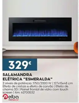 Bricomarché Delba salamandra elétrica "esmeralda" promoção