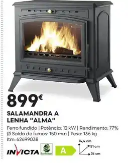 Bricomarché Invicta salamandra a lenha "alma" promoção