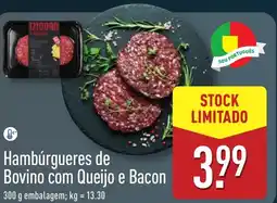 ALDI Hambúrgueres de Bovino com Queijo e Bacon promoção