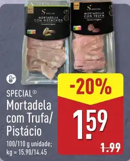 ALDI Special mortadela com trufa/ pistácio promoção