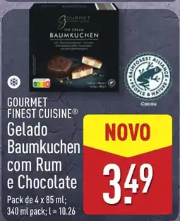 ALDI GOURMET FINEST CUISINE Gelado Baumkuchen com Rum e Chocolate promoção