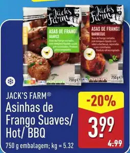 ALDI JACK'S FARM Asinhas de Frango Suaves/ Hot/ BBQ promoção