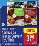 ALDI JACK'S FARM Asinhas de Frango Suaves/ Hot/ BBQ promoção