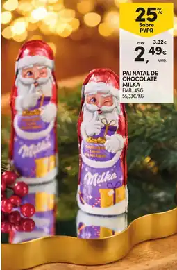 Continente Pai natal de chocolate milka promoção