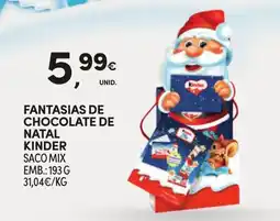 Continente Fantasias de chocolate de natal kinder saco mix promoção