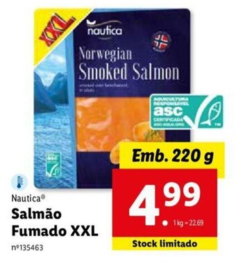 Lidl Nautica Salmão Fumado XXL 220g promoção