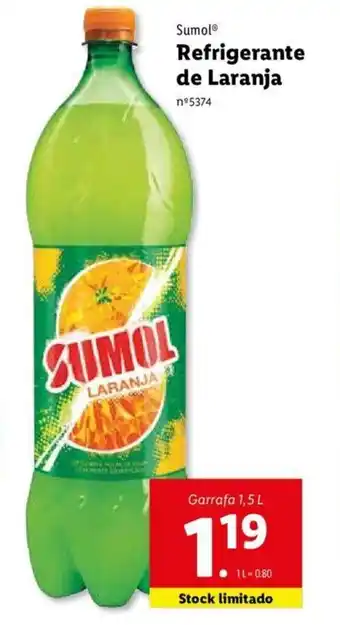 Lidl Sumol Refrigerante de Laranja 1,5L promoção