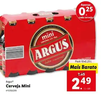 Lidl Argus Cerveja Mini 10x0,25L promoção