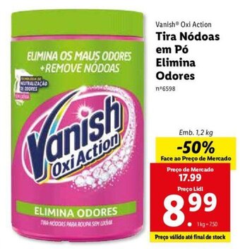 Lidl Vanish Oxi Action Tira Nódoas em Pó Elimina Odores 1,2kg promoção