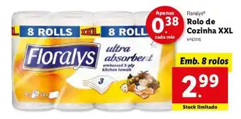 Lidl Floralys Rolo de Cozinha XXL 8 rolos promoção