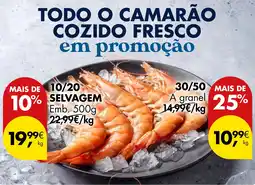 Pingo Doce Todo o camarão cozido fresco 10/20 selvagem promoção