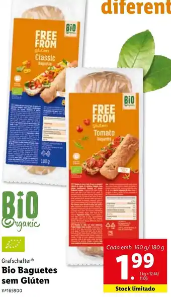 Lidl Grafschafter Bio Baguetrs sem Glúten 160g/180g promoção
