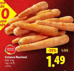 Lidl Cenoura Nacional promoção