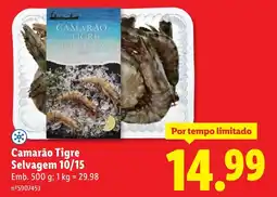 Lidl Camarão Tigre Selvagem 10/15 promoção