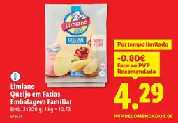 Lidl Limiano Queijo em Fatias Embalagem Familiar promoção