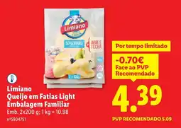 Lidl Limiano Queijo em Fatias Light Embalagem Familiar promoção