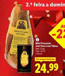 Lidl Mini Presunto sem Osso com Tábua promoção