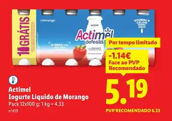 Lidl Actimel Iogurte Líquido de Morango promoção