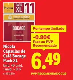 Lidl Nicola Cápsulas de Café Bocage Pack XL promoção