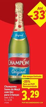 Lidl Champomy Sumo de Maçã com Gás para Crianças promoção