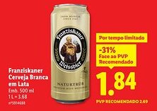 Lidl Franziskaner Cerveja Branca em Lata promoção