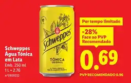 Lidl Schweppes Água Tónica em Lata promoção