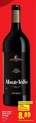 Lidl Monte Velho Vinho Tinto Alentejo promoção