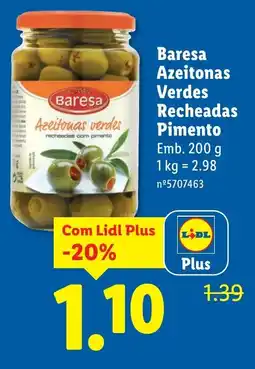 Lidl Baresa Azeitonas Verdes Recheadas Pimento promoção