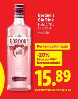 Lidl Gordon's Gin Pink promoção