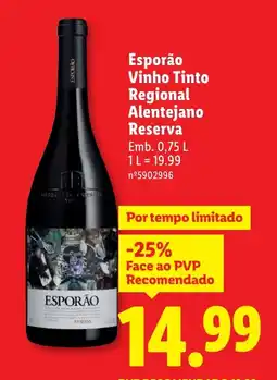 Lidl Esporão Vinho Tinto Regional Alentejano Reserva promoção