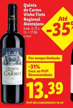 Lidl Quinta do Carmo Vinho Tinto Regional Alentejano promoção