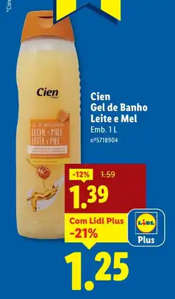 Lidl Cien Gel de Banho Leite e Mel promoção
