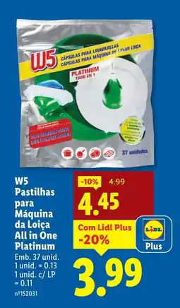 Lidl W5 Pastilhas para Máquina da Loiça All in One Platinum promoção
