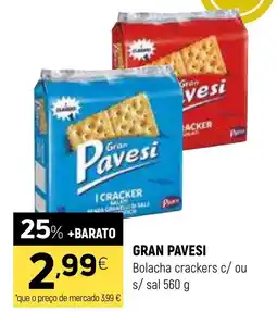 Coviran GRAN PAVESI Bolacha crackers c/ ou s/sal promoção