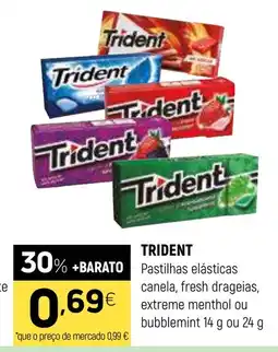 Coviran TRIDENT Pastilhas elásticas canela, fresh drageias, extreme menthol ou bubblemint promoção