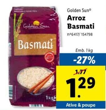 Lidl Golden Sun Arroz Basmati 1kg promoção