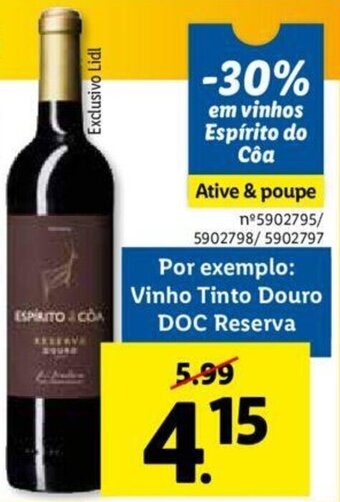 Lidl Espírito do Côa Vinho Tinto Douro DOC Reserva promoção