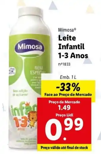 Lidl Mimosa Leite Infantil 1-3 Anos 1L promoção