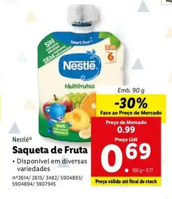 Lidl Nestlé Saqueta de Fruta 90g promoção