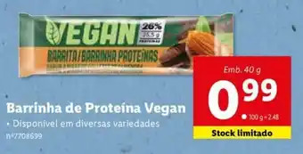 Lidl Barrinha de Proteína Vegan 40g promoção