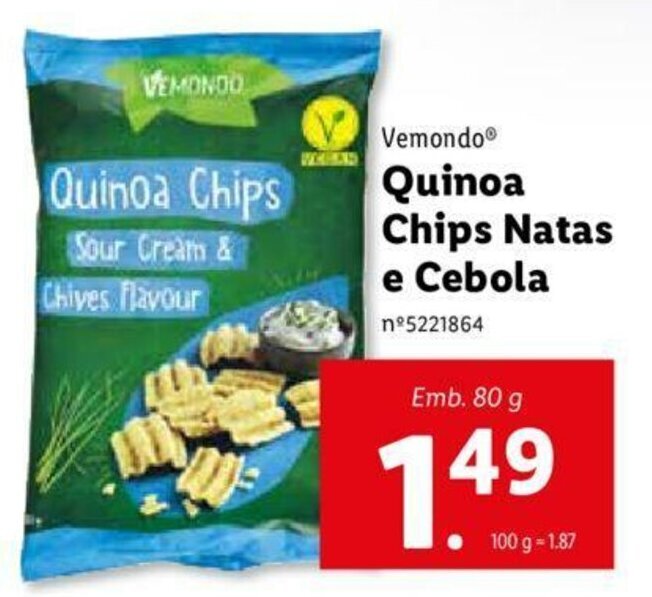 Promoção Vemondo Quinoa Chips Natas e Cebola 80g em Lidl