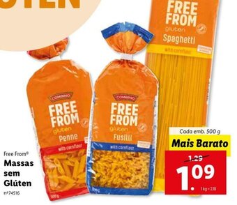 Lidl Free From Massas sem Glúten 500g promoção