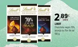 Coviran LINDT Chocolate negro 70%, laranja ou flor de sal promoção