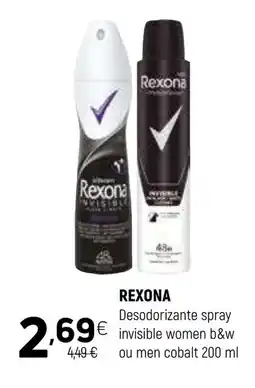 Coviran REXONA Desodorizante spray invisible women b&w ou men cobalt promoção