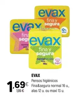 Coviran EVAX Pensos higiénicos Fina&segura normal 16 u., alas 12 u. ou maxi 13 u. promoção