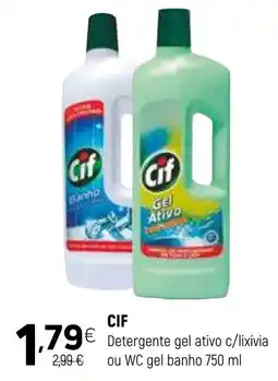 Coviran CIF Detergente gel ativo c/lixivia ou WC gel banho promoção