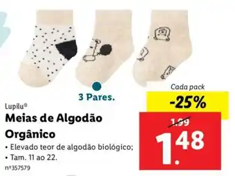 Lidl Lupilu Meias de Algodão Orgânico 11 ao 22 promoção
