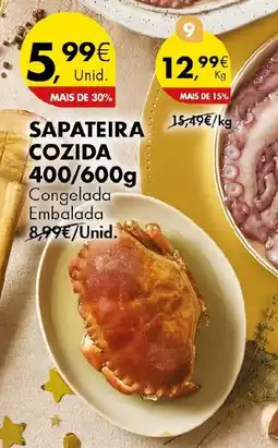 Pingo Doce Sapateira cozida 400/600g congelada embalada promoção