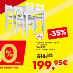 Conforama Conjunto de Mesa 118 cm. +4 Cadeiras VALERY promoção